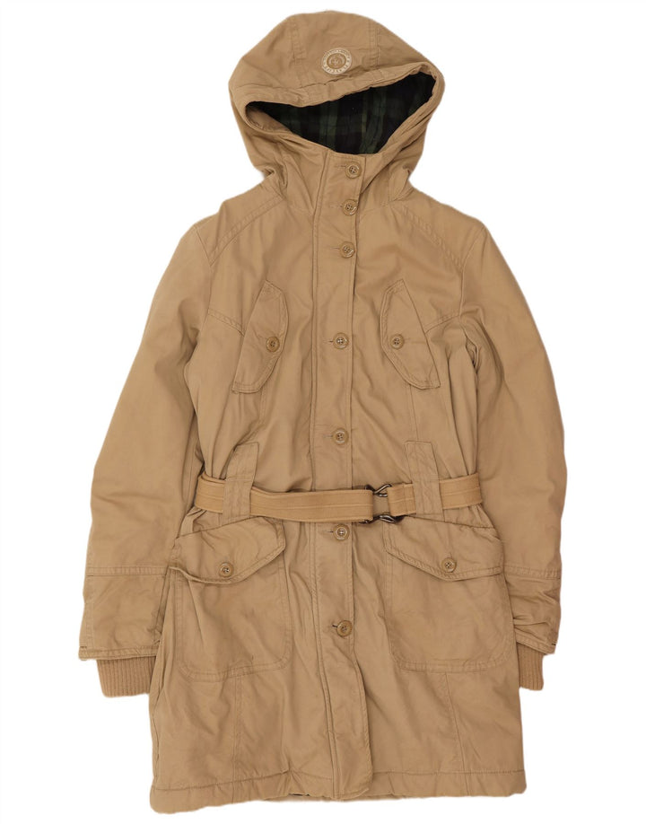 Playlife Womens Hooded Parka Jacket UK 12 Medium Beige