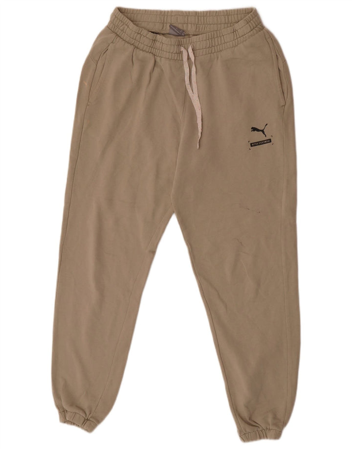 Puma Mens Tracksuit Trousers Joggers Medium  Beige Cotton