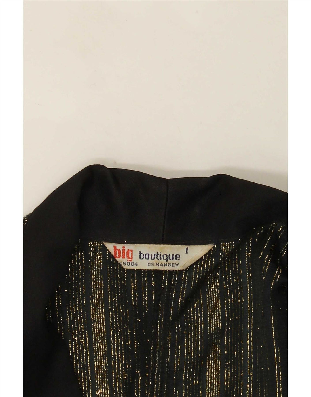 Vintage Dame 1 Knap Blazer Jakke UK 16 Stor Sort Stribet