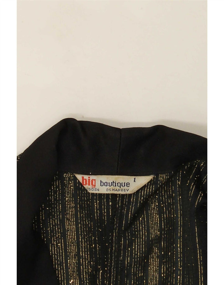 Vintage Dame 1 Knap Blazer Jakke UK 16 Stor Sort Stribet