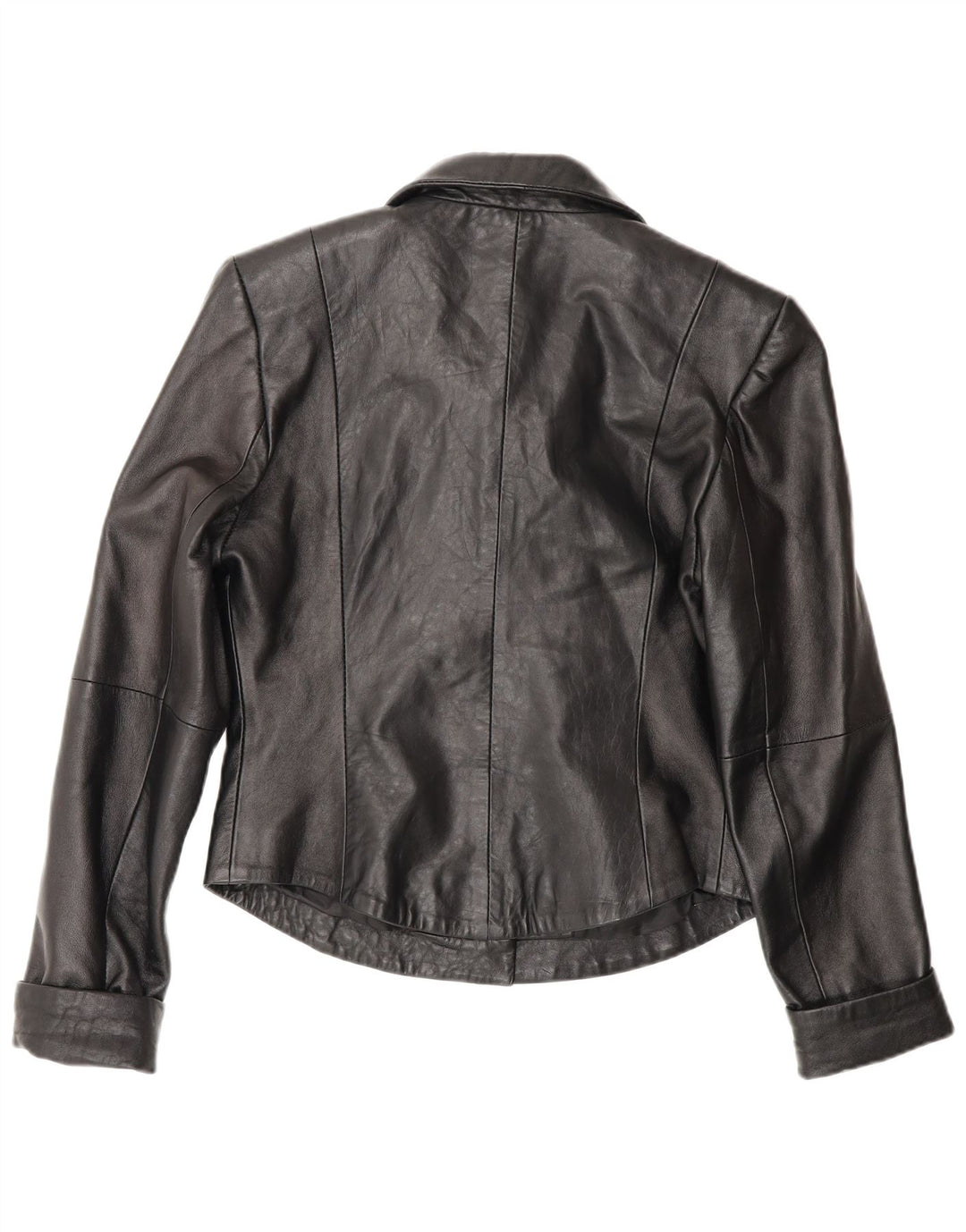 Vintage Womens Leather Blazer Jacket EU 40 Medium Black Leather