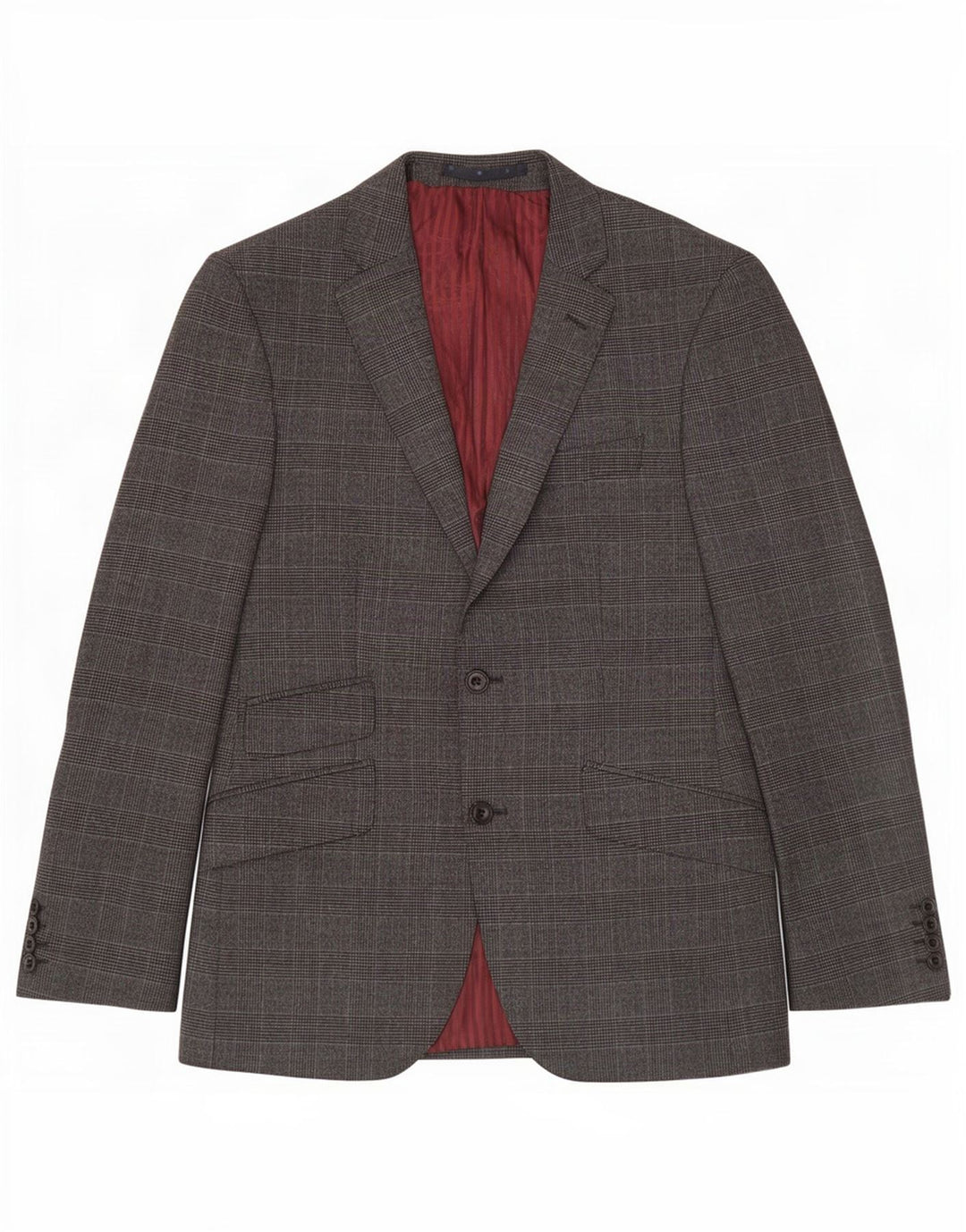 Jaqueta blazer masculina de 2 botões Marks & Spencer Reino Unido 38 lã xadrez cinza médio