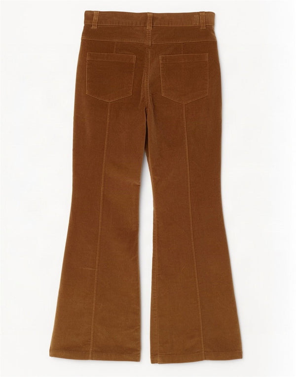 Vintage γυναικείο κοτλέ παντελόνι Flare UK 10 Small W28 L30 καφέ βαμβακερό