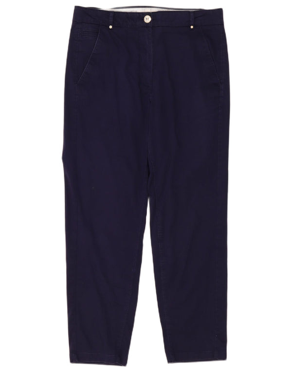 Marks & Spencer Womens Chino Trousers UK 12 Medium W32 L28 Navy Blue