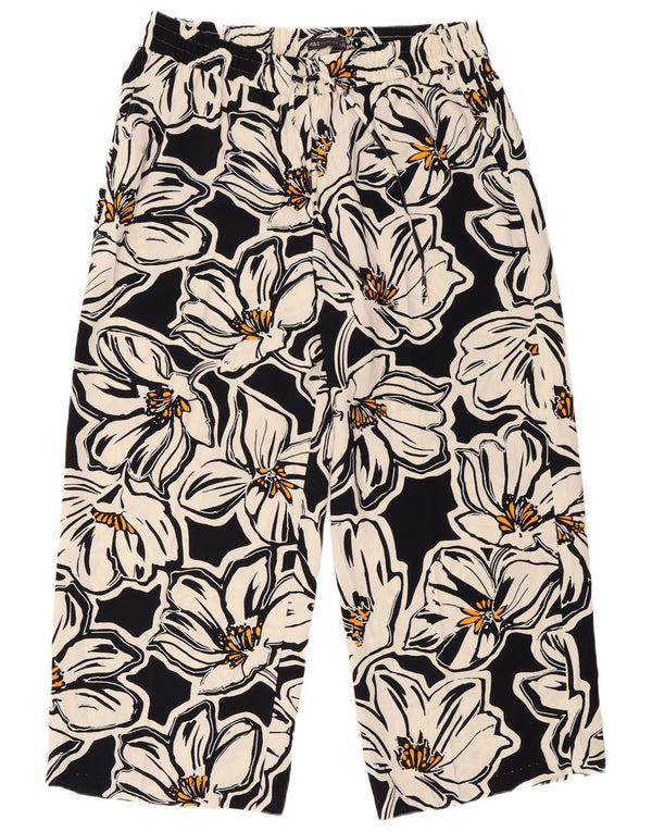 Marks & Spencer Damen Freizeithose UK 18 XL W38 L28 Schwarz geblümt