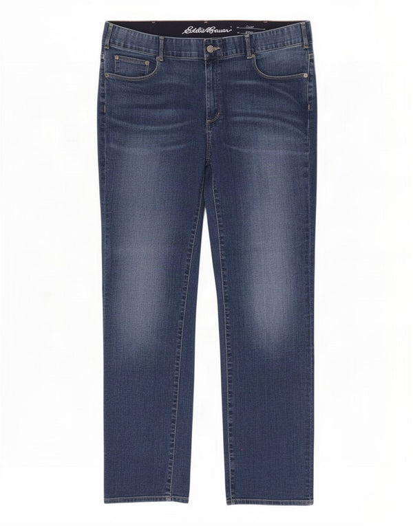 Eddie Bauer Damen Curvy Straight Jeans US 18 2XL W40 L31 Blaue Baumwolle
