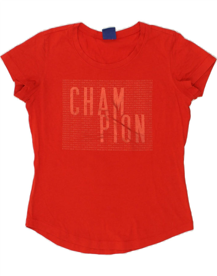 CHAMPION Womens Graphic T-Shirt Top UK 12 Medium Red | Vintage Champion | Thrift | Second-Hand Champion | Used Clothing | Messina Hembry 