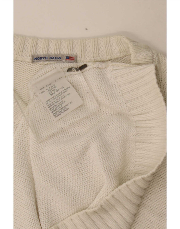 North Sails Herre V-hals sweater Medium Hvid Bomuld