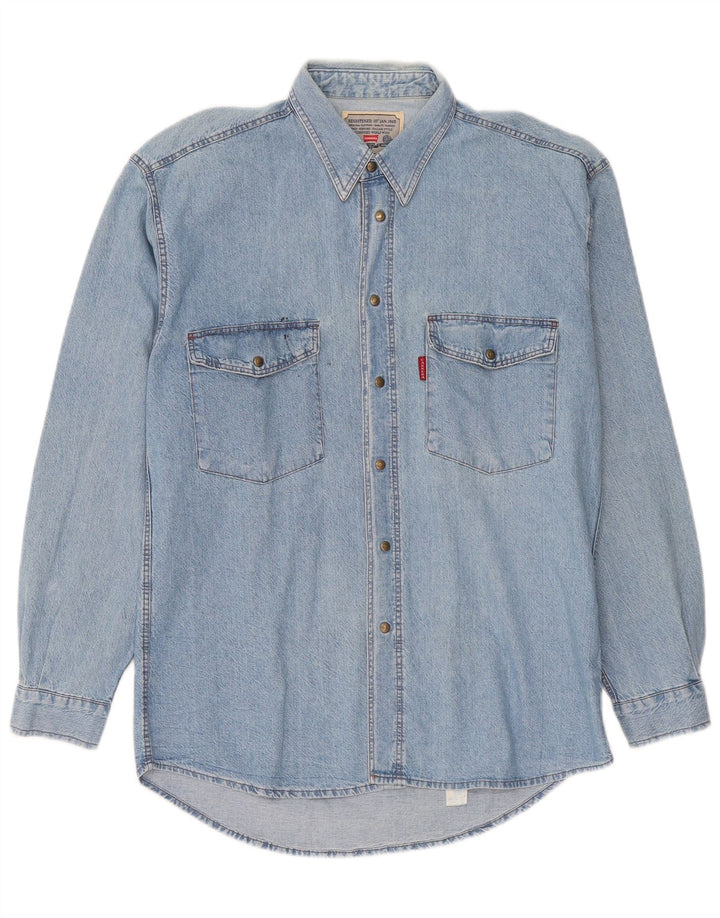 Camisa jeans masculina Carrera algodão azul médio