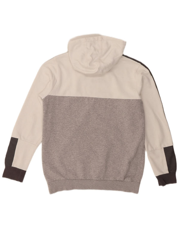 Adidas Boys Hoodie Jumper 13-14 Years Grey Colourblock Cotton