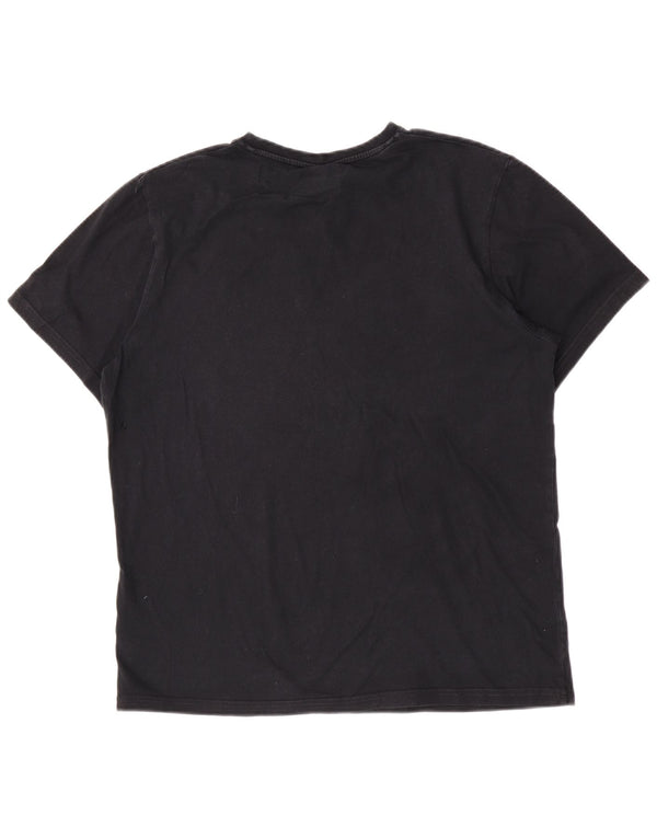 Ellesse Womens Graphic T-Shirt Top UK 14 Large Schwarz Baumwolle