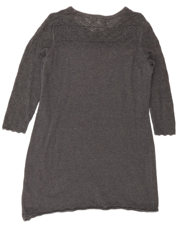 Fat Face Womens 3/4 Sleeve Jumper Dress UK 14 Medium Grey Cotton