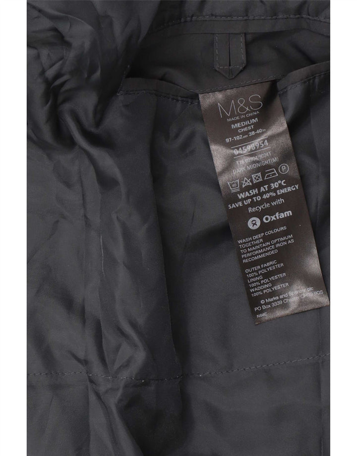 Marks & Spencer Trench Coat til mænd UK 38/40 Medium Black Polyester