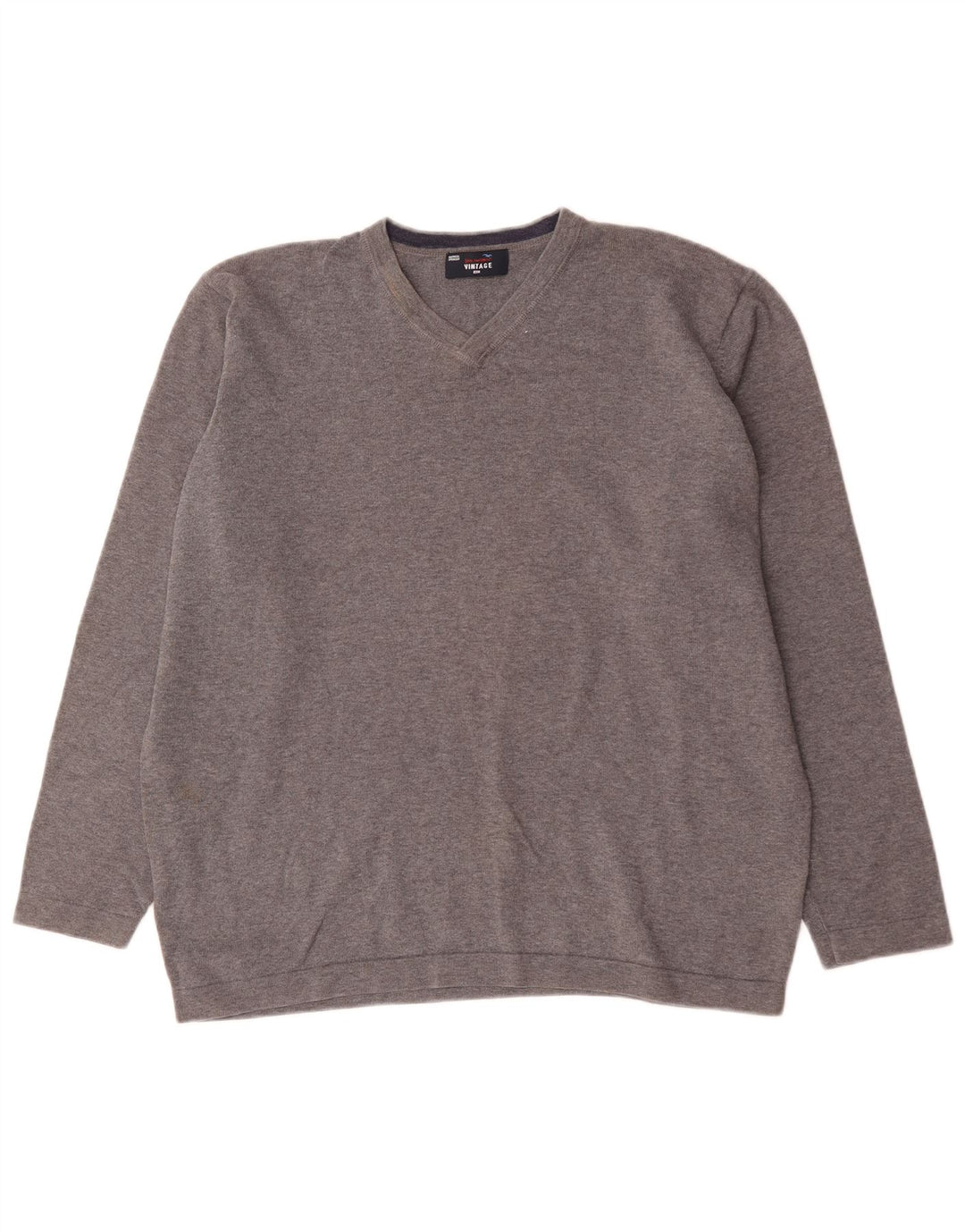 Marks & Spencer Mens V-Neck Jumper Sweater XL Grey Cotton