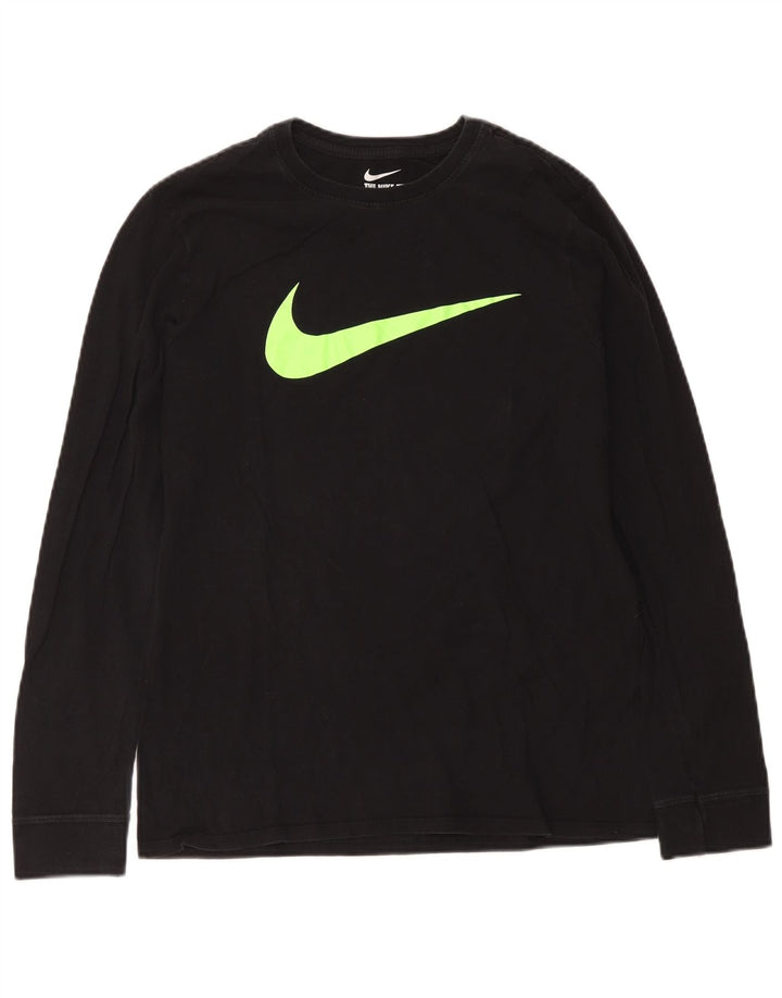 Nike Mens Athletic Fit Graphic Top Long Sleeve Medium Black Cotton