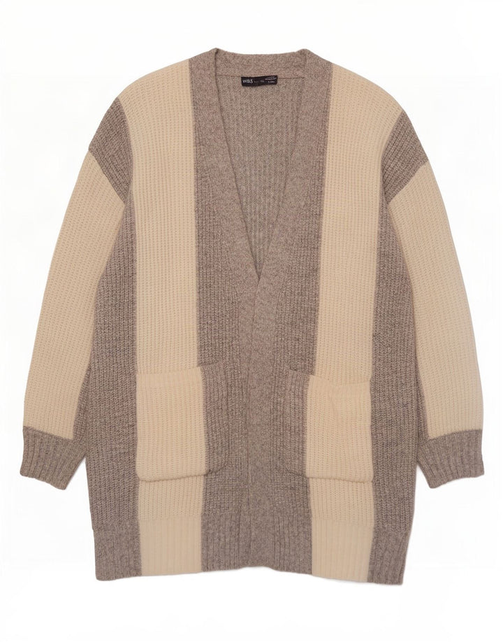 Marks & Spencer Womens Longline Cardigan Sweater UK 14 Medium Grey