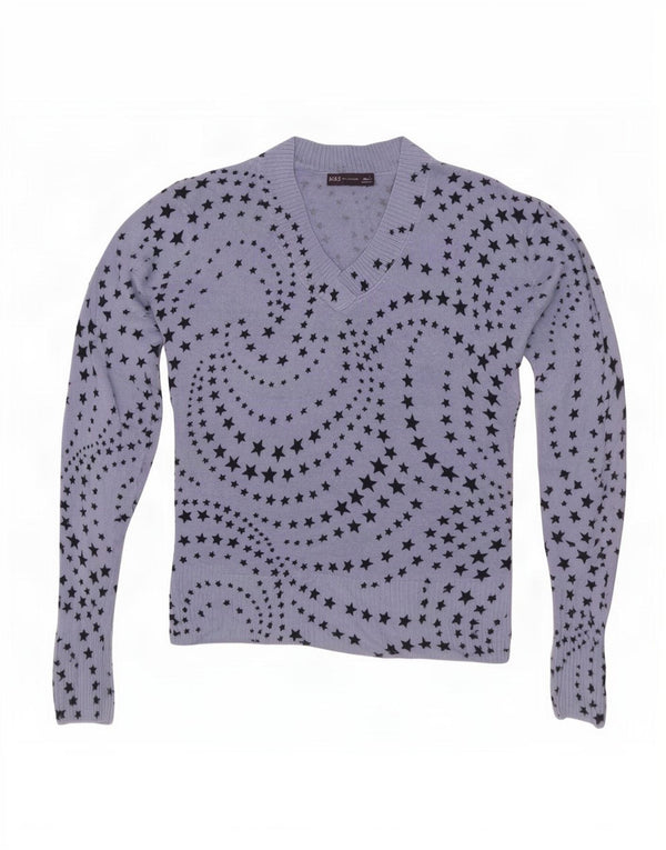 Marks & Spencer Dame V-hals sweater UK 12 Medium Blue