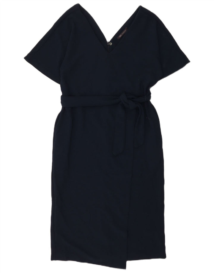 Marks & Spencer Damen Wickelkleid UK 12 Medium Marineblau Polyester
