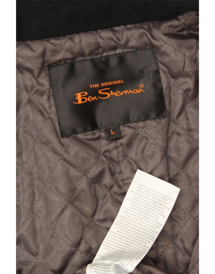 Ben Sherman Mens Utility Jacket UK 40 Large Black Wool
