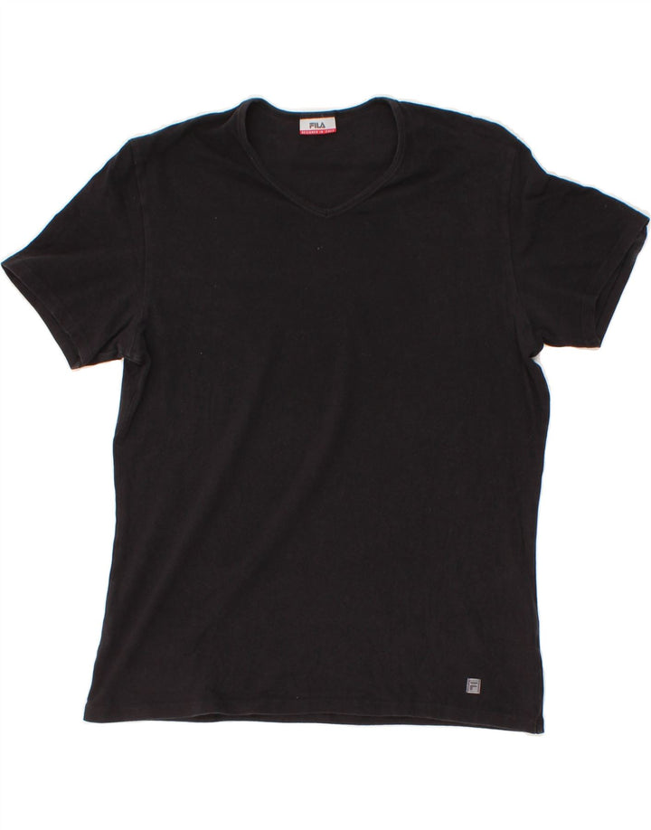 FILA Womens T-Shirt Top UK 14 Medium Black Cotton Vintage Fila and Second-Hand Fila from Messina Hembry 
