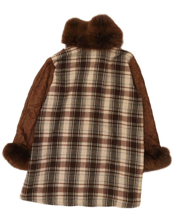 Vintage Womens Oversized Overcoat EU 40 Medium Brown Check