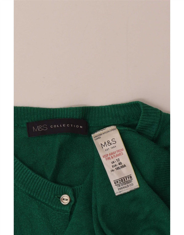 Marks & Spencer Womens Cardigan Sweater UK 12 Medium Green Viscose