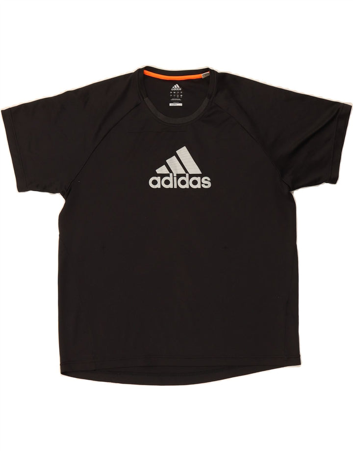 ADIDAS Mens Climalite Graphic T-Shirt Top Large Black Vintage Adidas and Second-Hand Adidas from Messina Hembry 