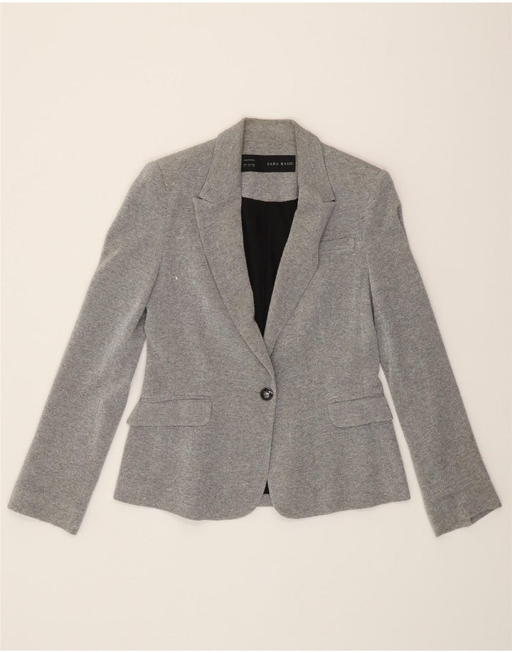 ZARA Womens 1 Button Blazer Jacket UK 10 Small Grey Vintage Zara and Second-Hand Zara from Messina Hembry 