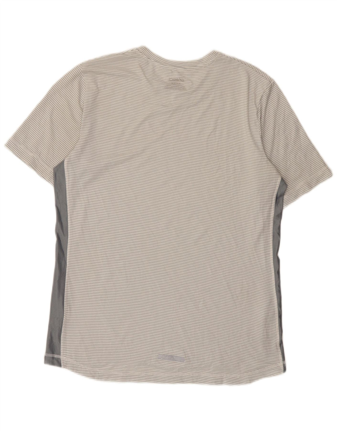 Asics Mens T-Shirt Top Medium White Pinstripe Polyester