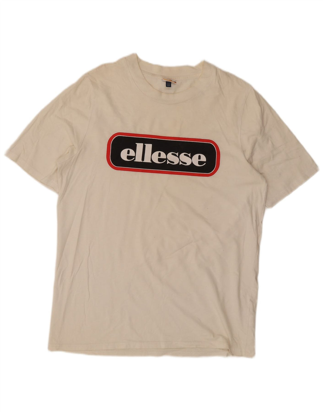 Ellesse Mens Graphic T-Shirt Top Small Off White Cotton