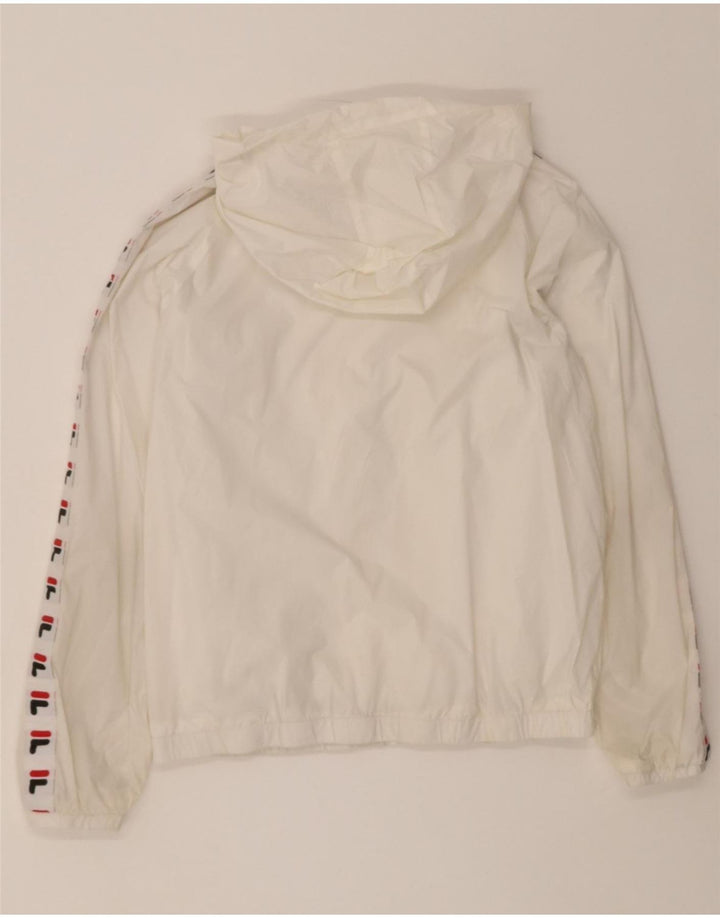 FILA Boys Graphic Hooded Rain Jacket 13-14 Years White Nylon Vintage Fila and Second-Hand Fila from Messina Hembry 