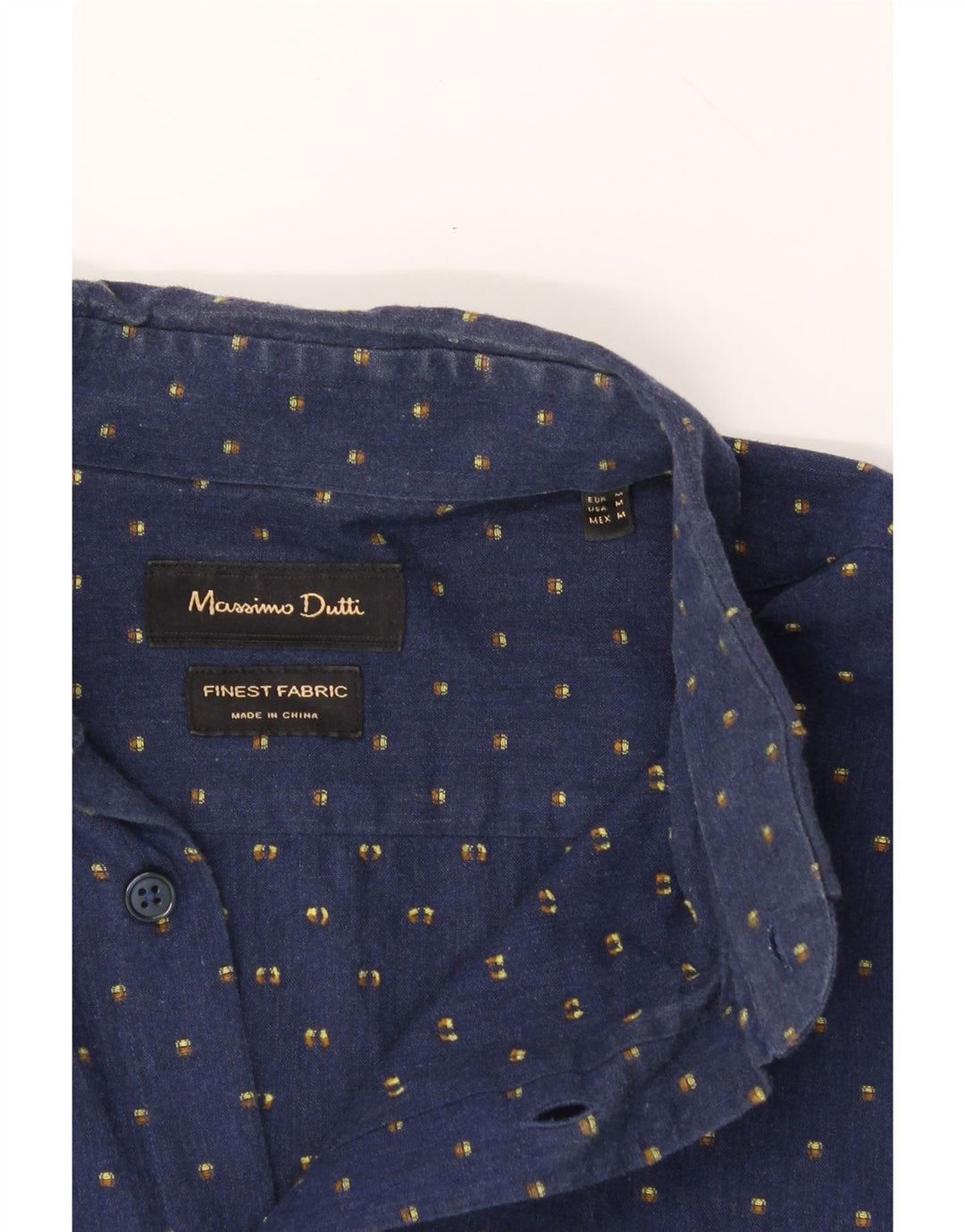 MASSIMO DUTTI Mens Shirt Medium Navy Blue Spotted Cotton Vintage Massimo Dutti and Second-Hand Massimo Dutti from Messina Hembry 