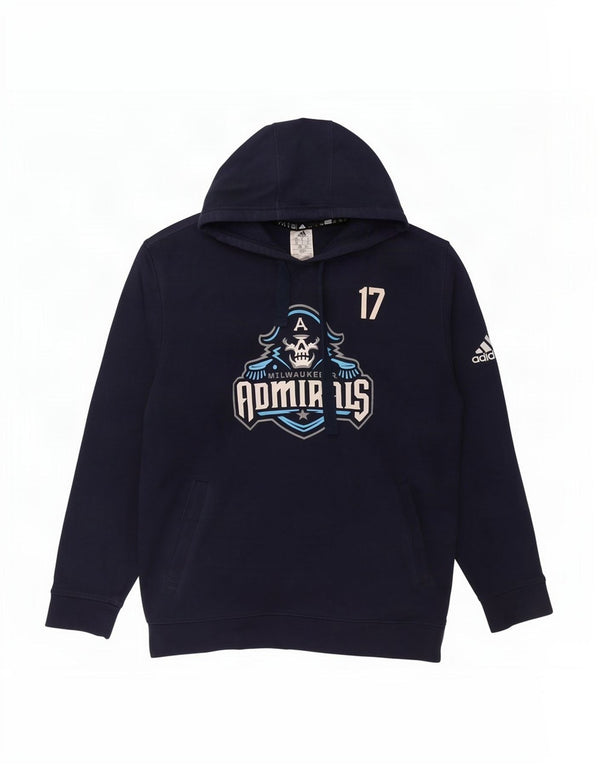 Felpa con cappuccio grafica Adidas Admirals Milwaukee da uomo di grandi dimensioni in cotone blu navy