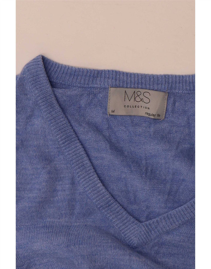 Marks & Spencer Mens V-Neck Jumper Sweater Medium Blue
