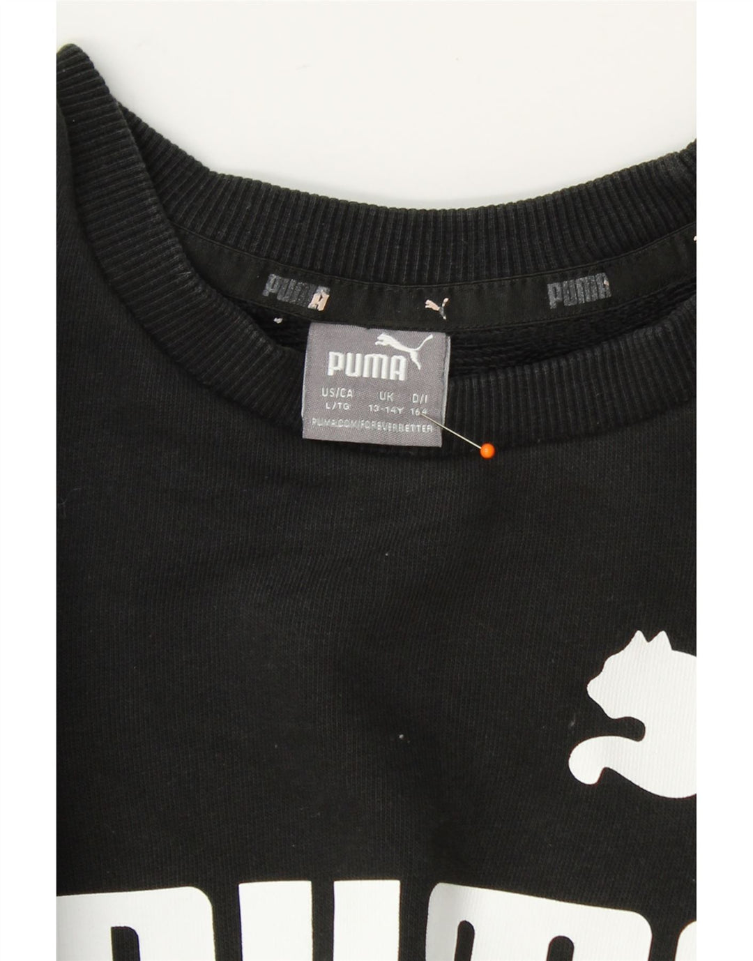 PUMA Boys Graphic Sweatshirt Jumper 13-14 Years Black Vintage Puma and Second-Hand Puma from Messina Hembry 
