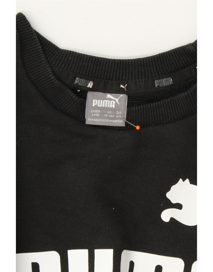 PUMA Boys Graphic Sweatshirt Jumper 13-14 Years Black Vintage Puma and Second-Hand Puma from Messina Hembry 
