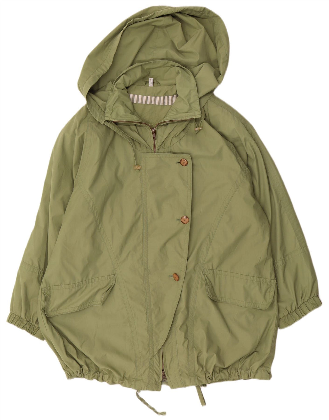 Jaqueta feminina de chuva grande com capuz e capuz Gallery UK 12 poliéster verde médio