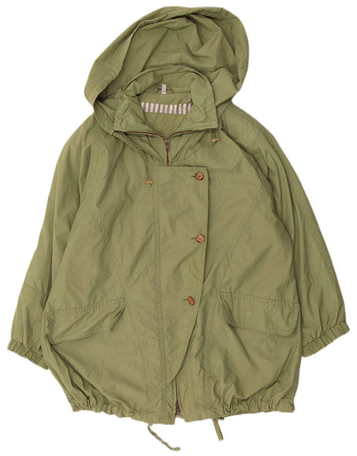 Jaqueta feminina de chuva grande com capuz e capuz Gallery UK 12 poliéster verde médio