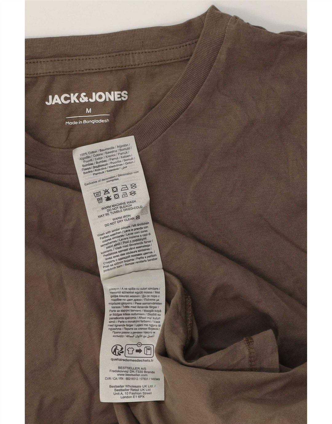 Jack & Jones herre T-shirt top medium brun bomuld