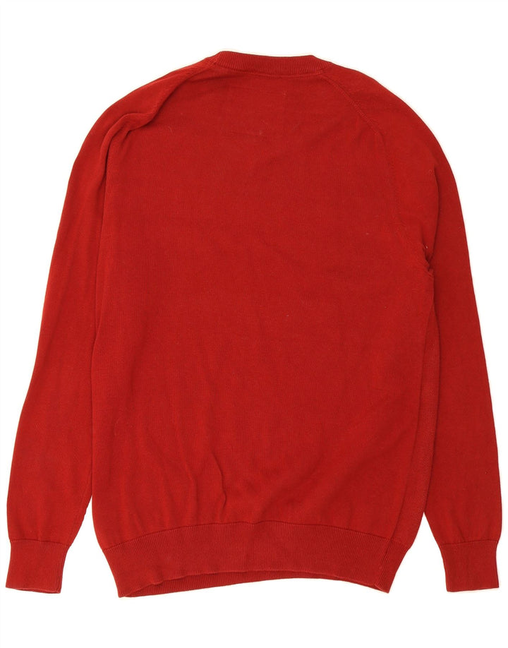 JACK WILLS Mens Graphic Crew Neck Jumper Sweater Large Burgundy Cotton Vintage Jack Wills and Second-Hand Jack Wills from Messina Hembry 