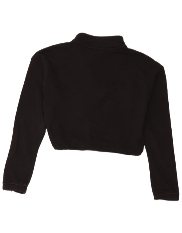 Felpa Adidas da donna con collo corto e zip, maglione UK 10 piccola nera