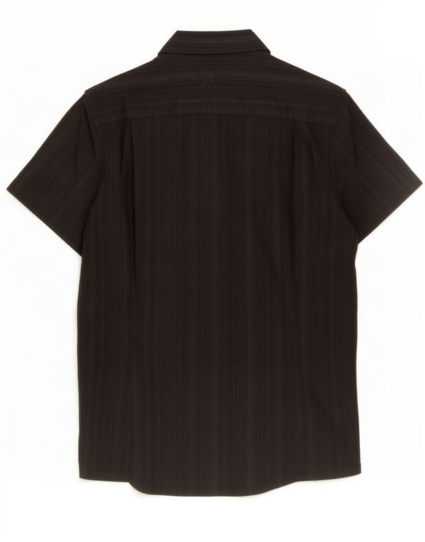 Urlo! Camicia da uomo a maniche corte in cotone a righe nere medie