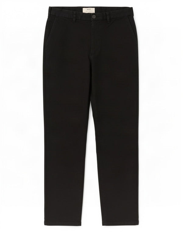 Marks & Spencer Mens Regular Fit Chino Trousers W32 L31 Black Cotton