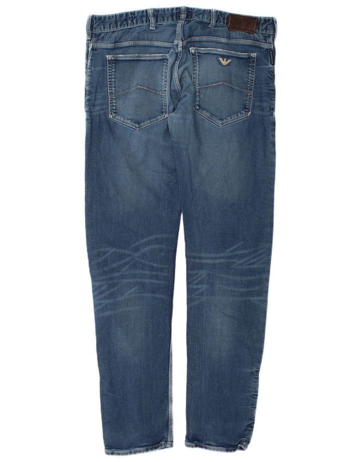 Armani Mens Distressed Slim Jeans W34 L34 Blue Cotton