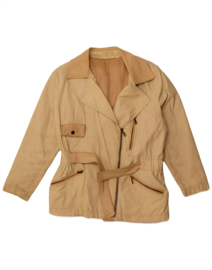 VINTAGE Womens Utility Jacket UK 16 Large Beige Colourblock