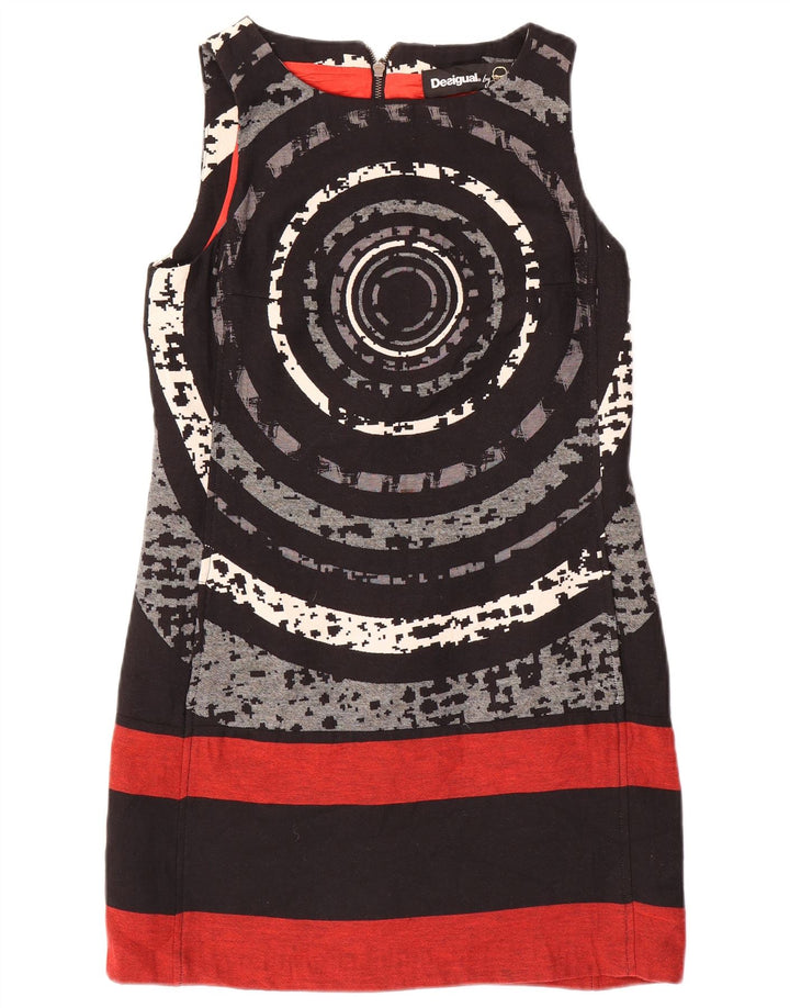 DESIGUAL Womens Sleeveless Sheath Dress EU 40 Medium Black Geometric