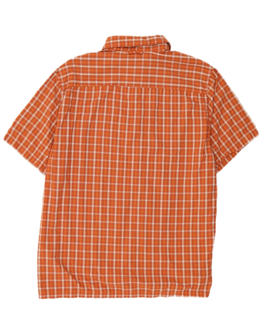 Columbia Mens Short Sleeve Shirt Large Orange Check Nylon