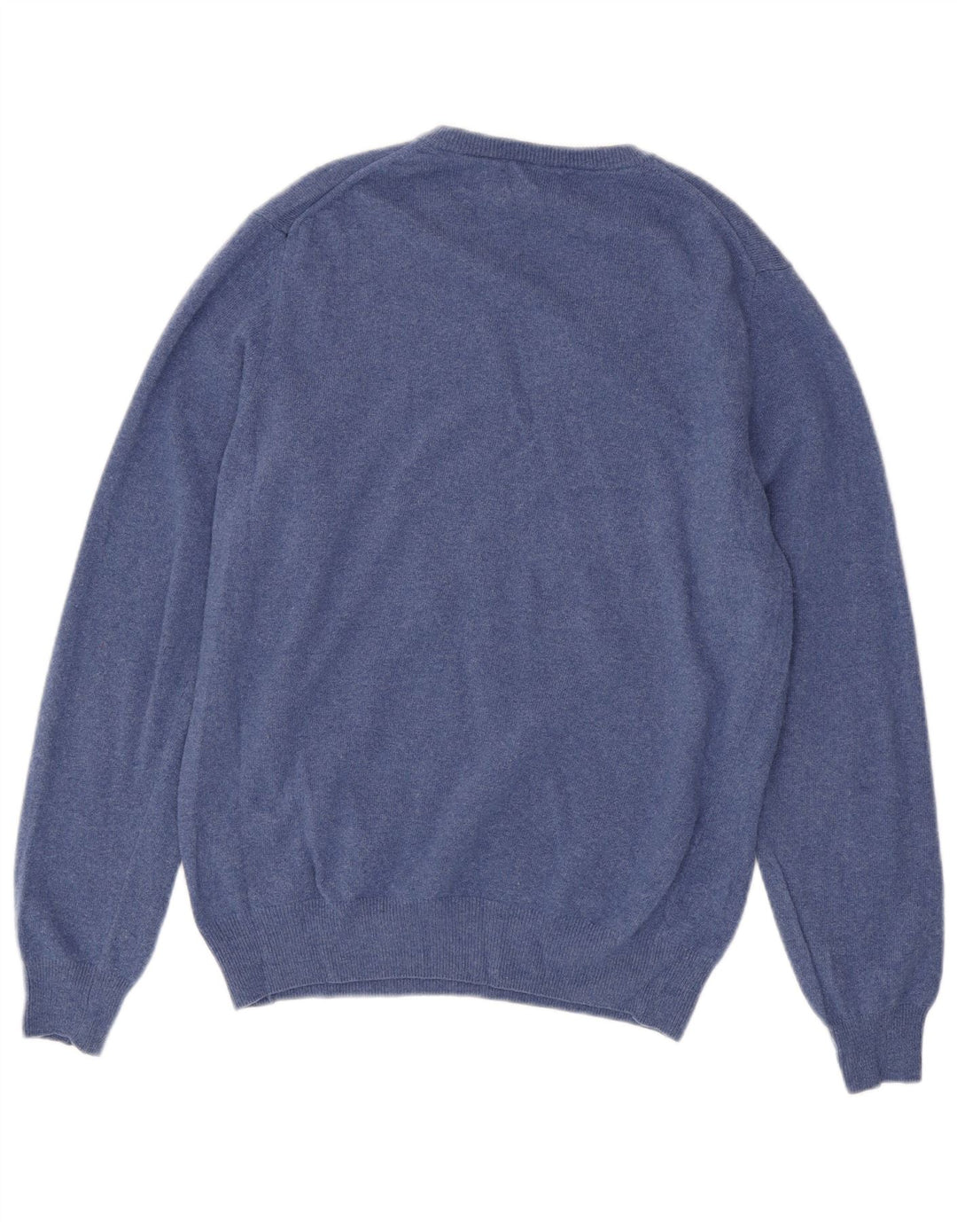 Gant Mens V-Neck Jumper Sweater Medium Blue Wool