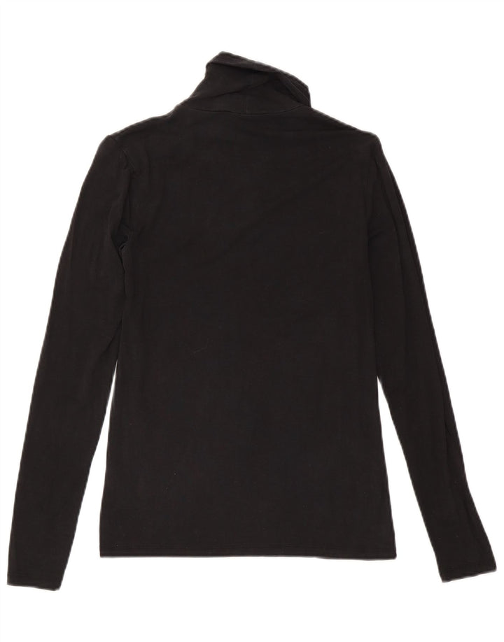 Massimo Dutti Damen Top Langarm UK 8 Small Schwarz Lyocell