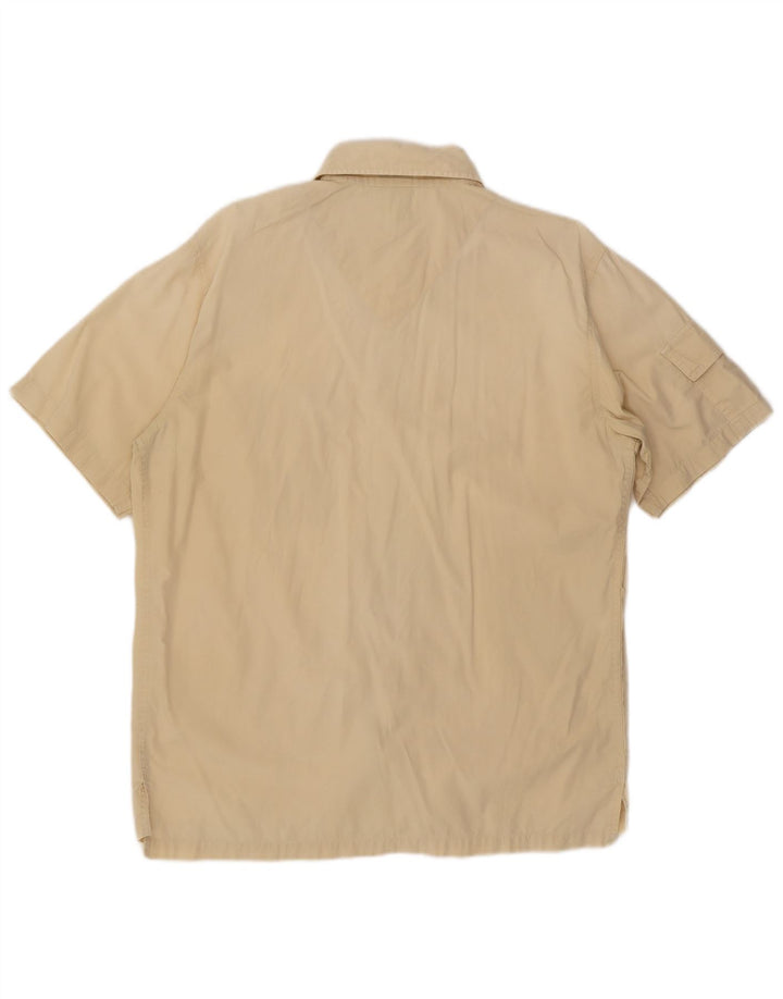 Ellesse Mens Short Sleeve Shirt Large Beige Cotton